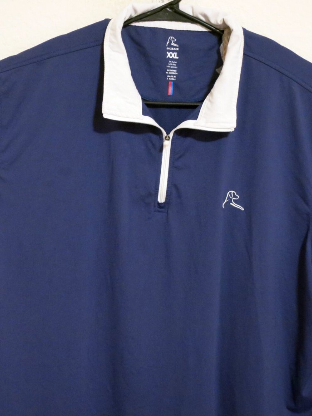 Rhoback Shirt Mens XXL Long Sleeve 1/4 Zip Performance Pullover Navy Blue